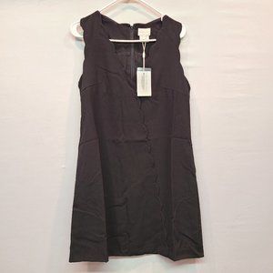 Foxiedox Dress Scalloped Sleeveless Sheath Dress Black Mini Womens Medium